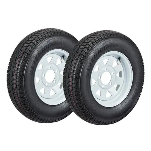 ST175/80D13 Bias-Ply Trailer Tires with 13-in 5-Lug 4.5-in Rims, Load Range C, 6PR Nylon Cord, Quiet Ride, for Camping, Travel, Tow, Landscaping, Boats, Horse Trailers