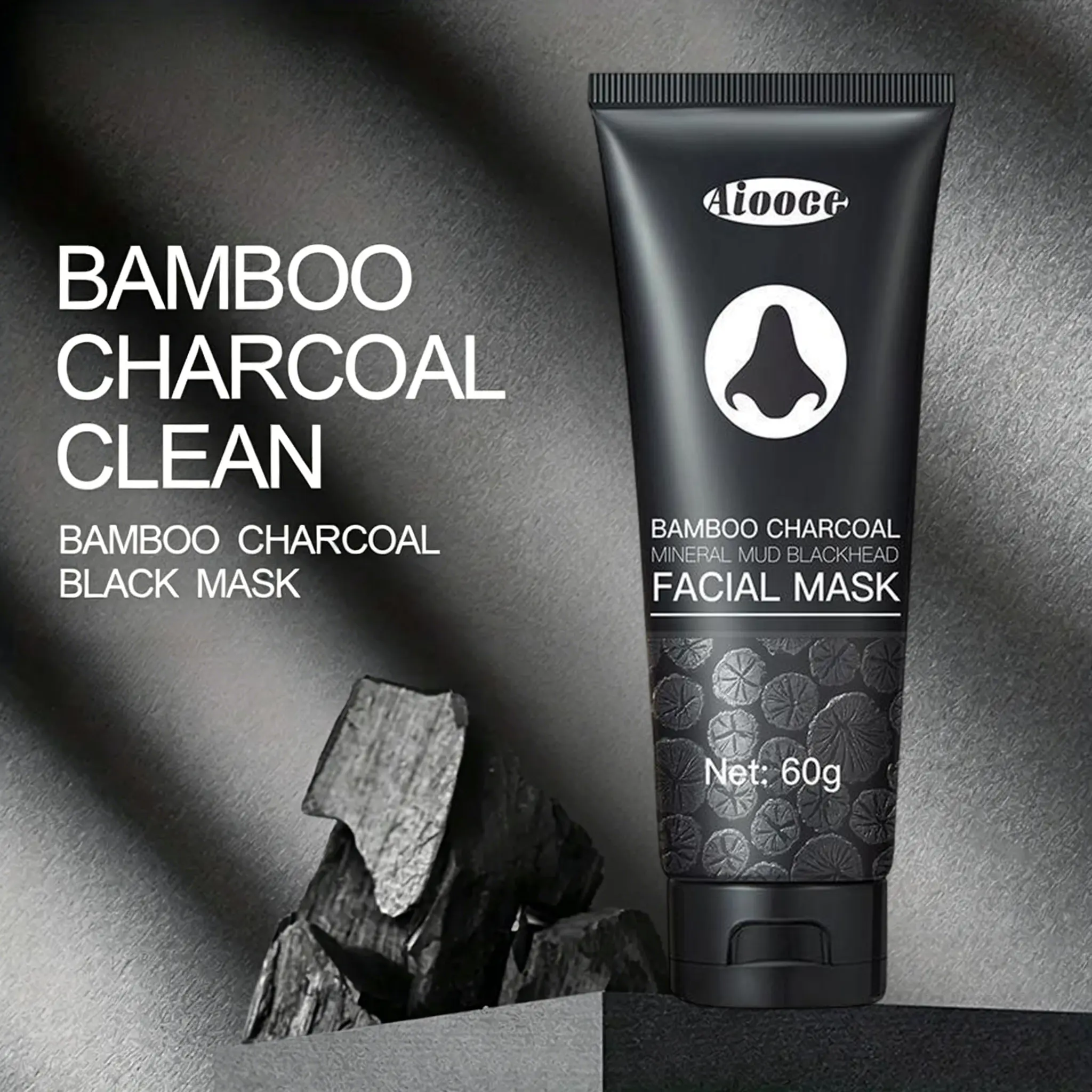 Bamboo Charcoal Peel-Off Mask, 60g - Deep Cleansing Blackhead Remover for T-Zone & Clogged Pores, Unisex Exfoliating Facial Treatment for All Skin Types, Natural, Blackhead Removal, Clogged Pores Solution, Adults, Unscented, Deep Cleanse, Unisex Design