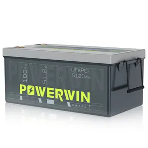 POWERWIN 48V(51.2V) 100Ah LiFePO4 Battery BT5120 4800W 5120Wh Load Power 100A BMS for 48V Inverter Backup Power Solar System RV Off Grid Deep Cycle Rechargeable Lithium Battery Energy Storage Lfp Cells Water Pumps Longer Lifecycle Maintenance Free