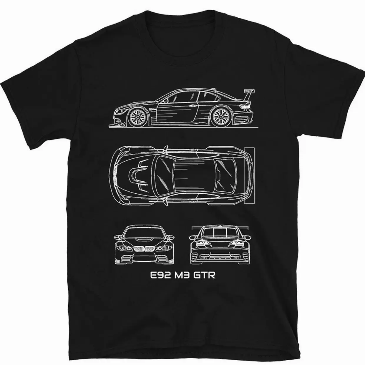 E92 M3 GTR Car Blueprint T-Shirt - Sports Car Drawing Graphic Luxury T-Shirt Sweatshirt Hoodie,  Muscle Car Enthusiast and Fans Gift