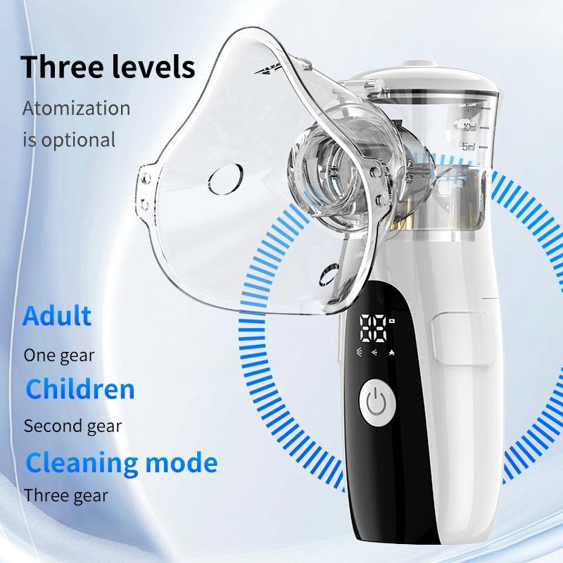 Portable Nebulizer for Adults and Kids, Rechargeable Nebulizer, USB-Powered Nebulizer with LED Display and Auto-Cleaning, Quiet Operation, Easy to Use