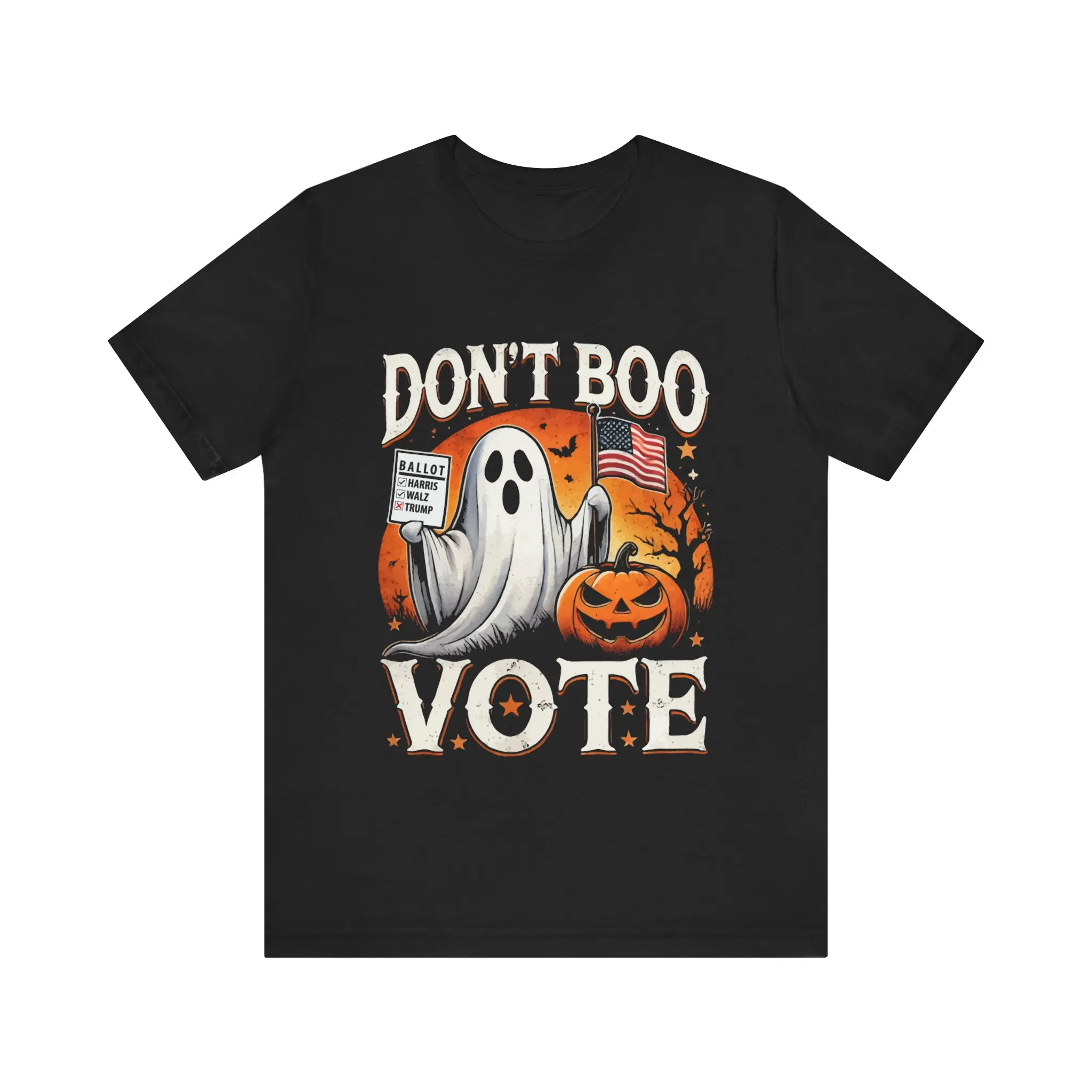 Political Halloween Vote For Harris/Walz T Shirt, Unisex Tee, Don't Boo Design, Gift for Voters, Political Activists, Halloween Shirt