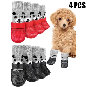 New Dog Shoes, Puppy Socks, Washable Pet Shoes and Socks, Knitted Plastic Sole,, Anti-Drop, Wear-Resistant, for Small to Medium Dogs, Non-Slip Outdoor Socks, Paw Protectors