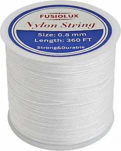 0.8mm Nylon Cord for Bracelet Making, Strong Non-Stretch Craft String for Braiding, Colorfast Nylon Braided Thread for DIY Bracelets, Macrame, Keychains, Dream Catchers (White)