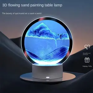 Hourglass Flowing Sand Art Ornament Night Light Creative Stress Relief Table Lamp Bedroom Bedside Decoration Gift for Best Friend Birthday Gift Valentine's Day Gift Christmas Gift