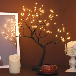 108 LED Tabletop Tree Light, 20 Inch Lighted Artificial Bonsai Twinkle Tree Lamp with 8 Lighting Modes & Timer, Home Indoor Bedroom Christmas Decoration, USB & Battery Operated