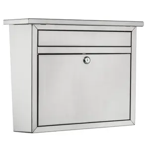 Architectural Mailboxes  Maya Galvanized Steel Wall-Mounted Silver Mailbox, 6.38 x 15.79 x 13.23 in.