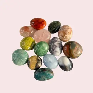 1 Count Natural Gemstone Palm Stone – Blue Onyx, American Lepidolite, Blue Lace Agate,Ocean Jasper,Rainbow Obsidian, Golden Obsidian,Labradorite& More