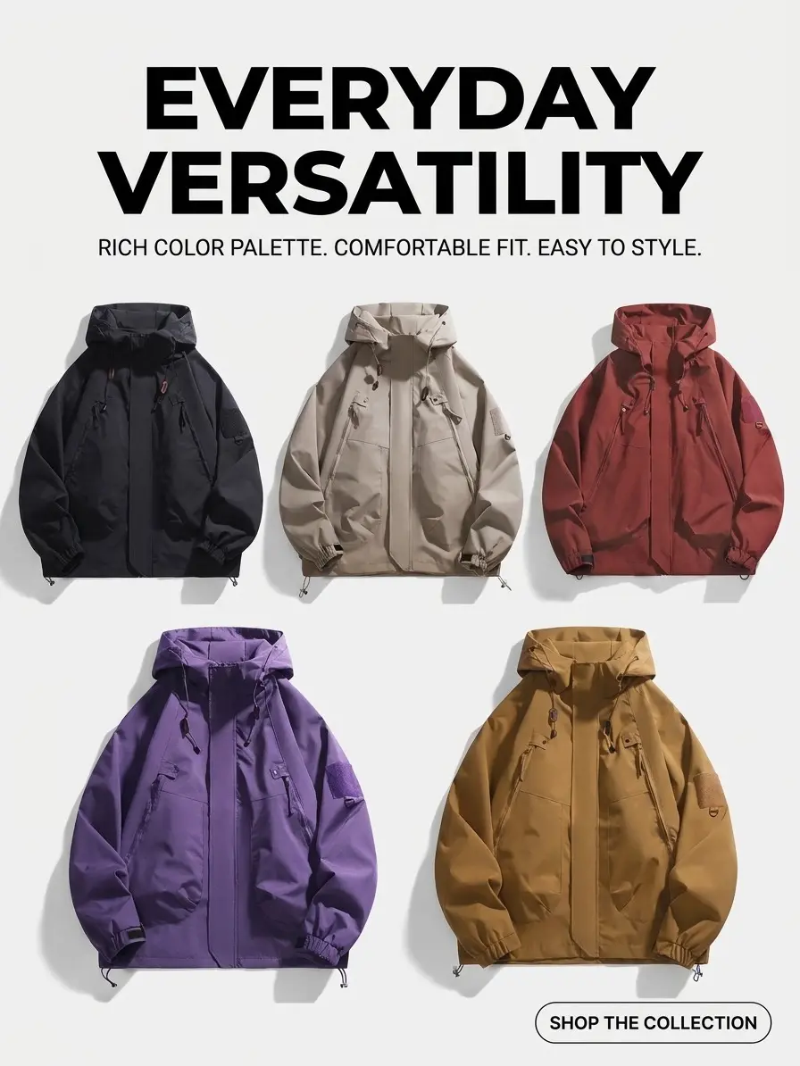 Spring/Autumn lightweight stand-collar softshell jacket, minimalist slim fit for everyday commuting and outdoor sports, available in multiple colors—your choice.