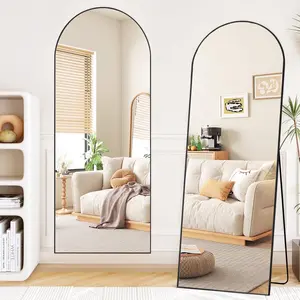 64"x21" Arched Full Length Mirror Full Body Floor Mirror with Stand for Bedroom Cloakroom, Black
