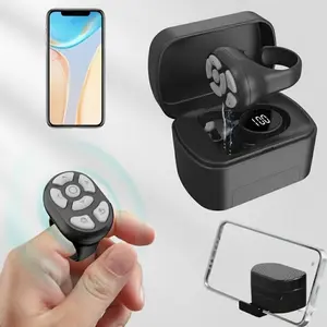 Wireless Remote Ring with Digital Display Charging Case, 7-Key Scrolling Clicker for iPhone Android Smartphone Tablet. Selfie Video Live Streaming Controller, Multi-function Touch Control Device, Smartphone Camera Accessories