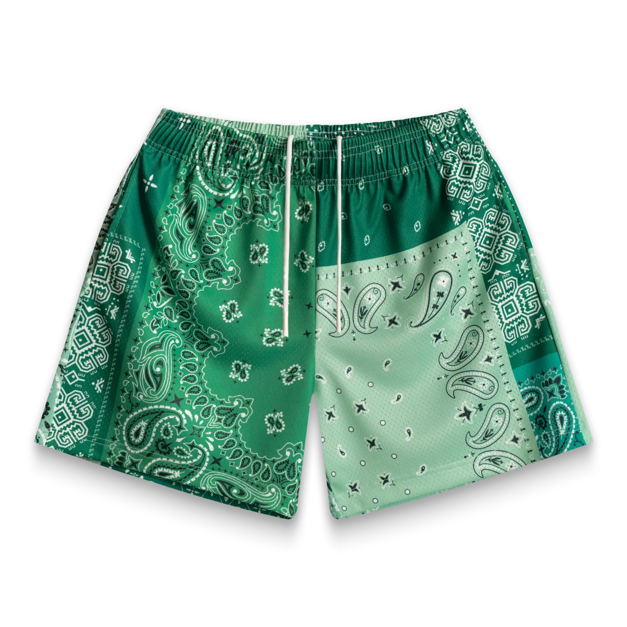 Green Patchwork Paisley Shorts Green Patchwork Paisley Shorts