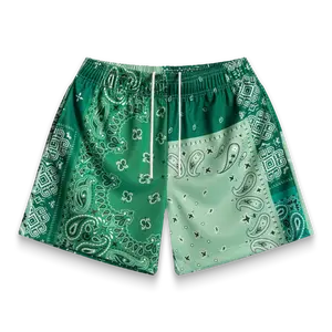 Green Patchwork Paisley Shorts