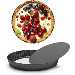 Mini tart pans for baking, set of 2 8-inch tart pans with removable bottoms, small nonstick carbon steel quiche/pie pans for oven baking