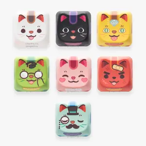 MAO Maneki Neko Key Caps - Cute Cat-Shaped Keycaps for Mechanical Keyboard - MAO Profile, 18mm x 18mm, White Sublimated Plastic, Low Profile, Uniform Height