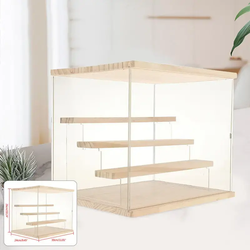 Clear Acrylic Countertop Display Case - Dustproof Home Organizer Storage Box Stand for Racks & Displays