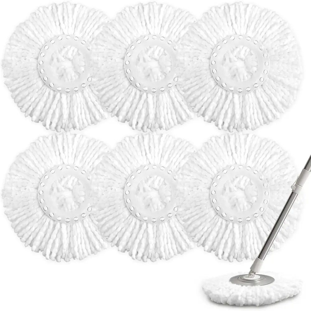 6PCS Thickened Spin Mop Replacement Head, Microfiber Mop Heads Replacements for 360 Degree Spin Mop System, Round Mop Head Replacement Refills for Floor Cleaning, Machine Washable, Home Care Supplies Sunmmervibes