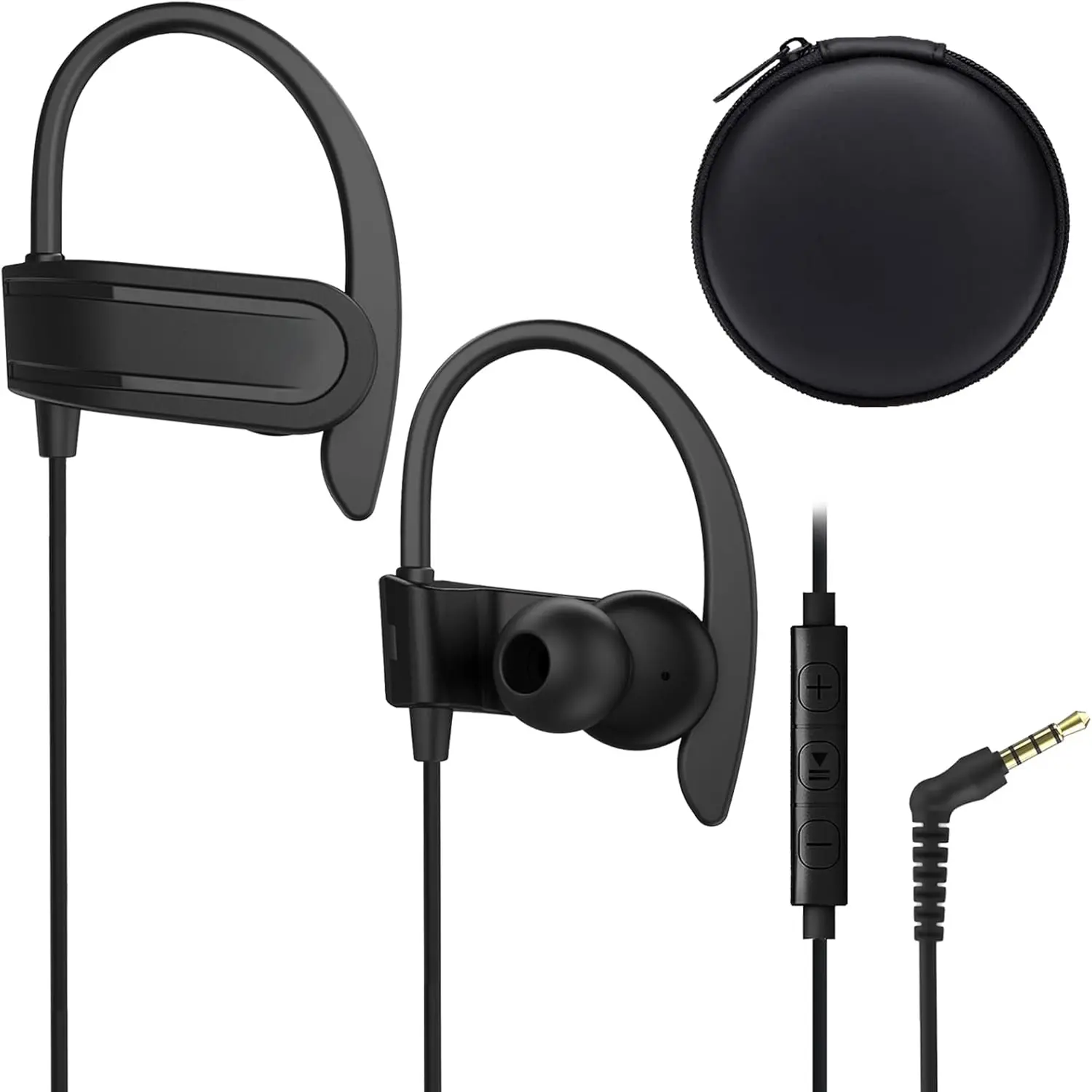 Wired Over The Ear Earbuds with Microphone Volume Control Ear Hook and Case, Sweatproof  Earphones for Running Exercise Gym Workout, Wrap Around Headphones for Cellphones, Laptop, Tablet