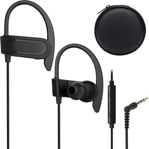 Wired Over The Ear Earbuds with Microphone Volume Control Ear Hook and Case, Sweatproof  Earphones for Running Exercise Gym Workout, Wrap Around Headphones for Cellphones, Laptop, Tablet