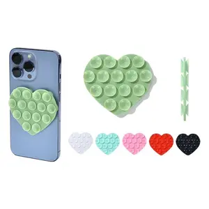 Heart Silicone Suction Cup Phone Case Mount, Dual-Sided Adhesive Pad, Strong Self-Adhesive Wall Mount, No Drilling Required, Home Use, Phone Accessory