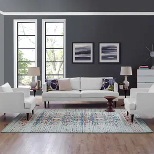 Modway Naria Distressed Vintage Medallion 8x10 Area Rug in Multicolored