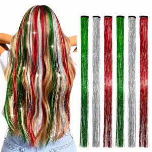 6PCS Team Color Clip-In Hair Tinsel Set - Sparkly Hair Strands for Game Day, Soccer Fans Celebrations