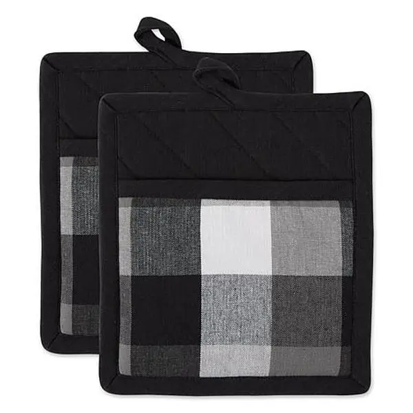 Design Imports Tri-Color Check Potholders 2-Pack