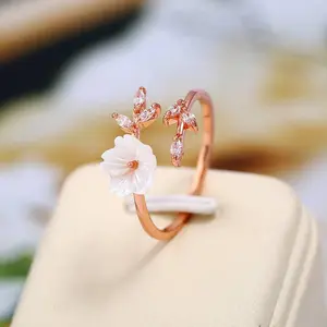 Seashell Flower Bypass Stacking Ring in Solid Copper