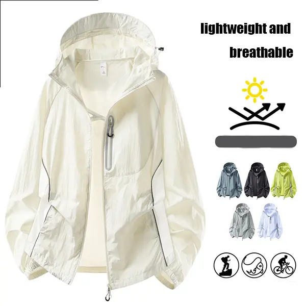 SUMIMERVIBES Men’s Summer Hooded Sun Protection Jacket — ultra-thin, breathable, windproof outdoor fishing jacket; summer essential, vacation essential