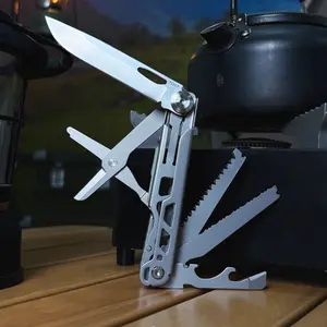 WESVE MT-17 10-in-1 EDC Multi Tool, D2 Steel Knife, Saw, Serrated Blade, Scissors, Bottle & Can Opener, Window Breaker