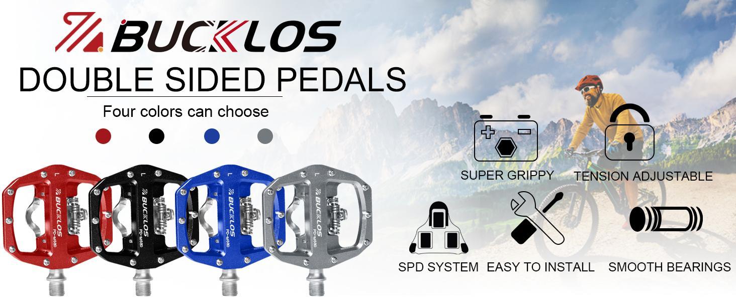 BUCKLOS SPD Pedals PD-M680 Mountain Bike Clip in SPD Flat Combo Dual Sided Pedals - Road Bike MTB Clipless Sealed Bearing Bicycle Clips Pedal Compatible with Shimano SPD Cleats  bike parts pedal bike ebike