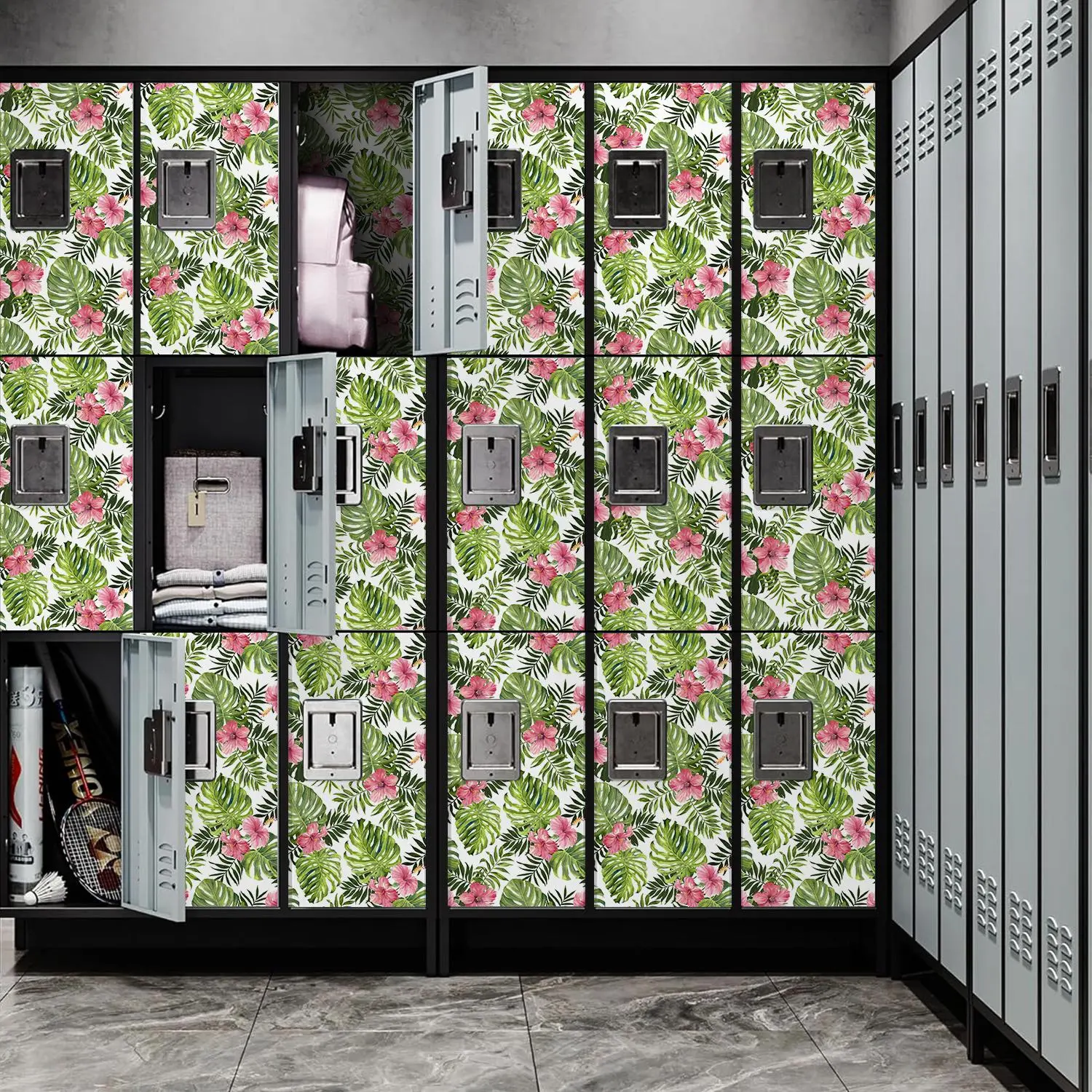 Tropical Plant Pattern Locker Magnetic Wallpaper, 1 Set Removable Waterproof Locker Magnetic Wallpaper, Home Decor for School Office Wall