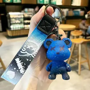 Gradient Starry Bear Keychain PVC Chameleon Bear Cute Cartoon Couple Bag Charm, Adorable Keyholder Pendant for Lovers