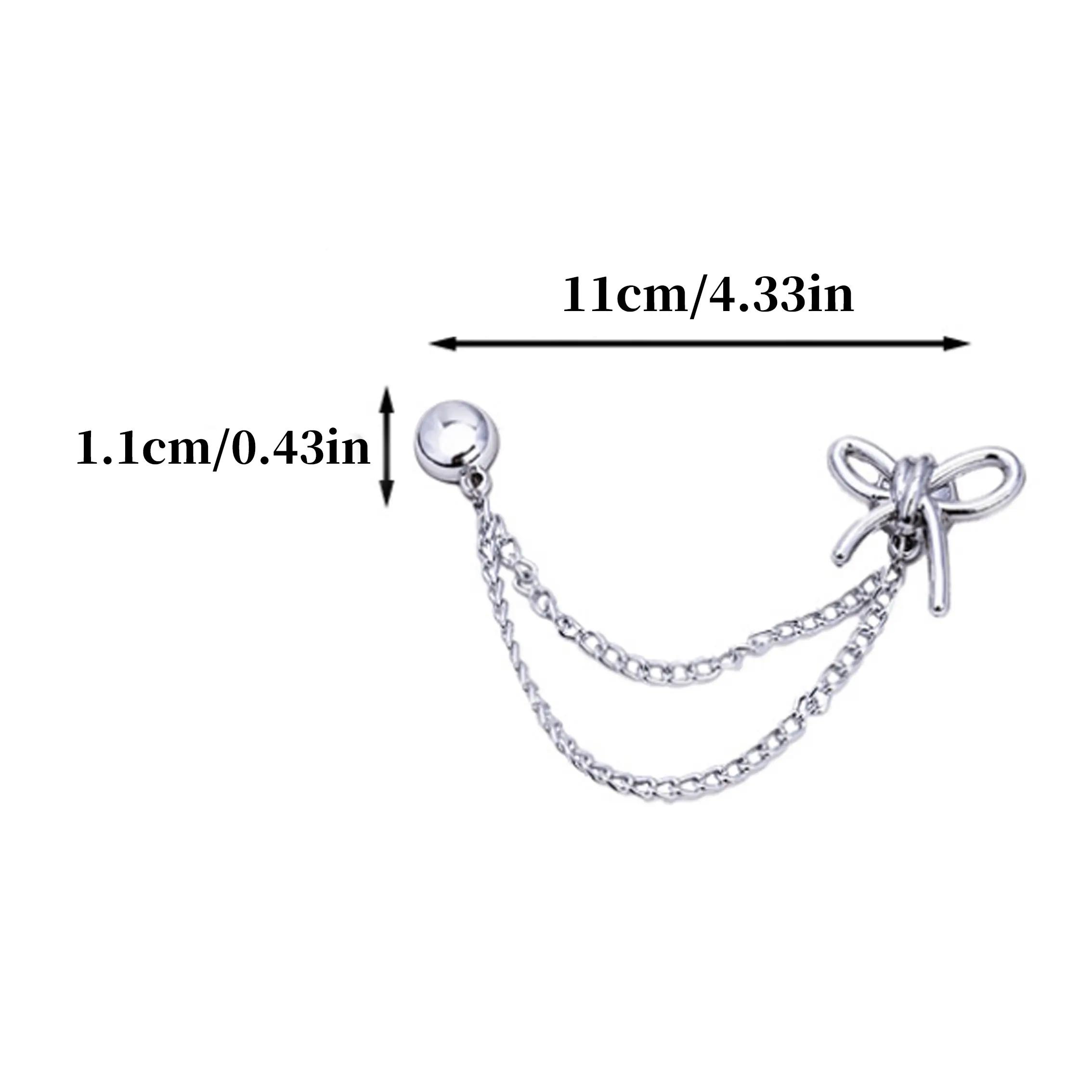 Pin-type clothing fastener - A fixing device with an adjustable chain design, a decorative clothing clip, suitable for fashion accessories such as hats, scarves, dresses, pants, sleeves, etc.