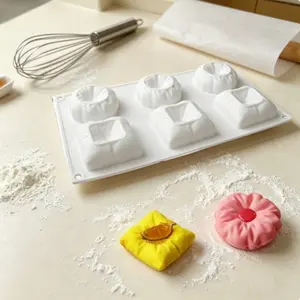 1pc  pillow-shaped silicone cake mold, 8-cavity double soft happiness design, 2 styles, non-stick, easy to release, suitable for good night gift chocolates, cakes, healing creative baking tool