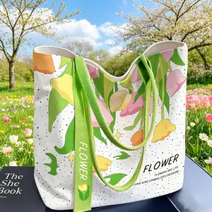Mother's Day Gift Surprise, Floral Print Tote Bag, Canvas Bag, Romantic Mother's Day Present, Elegant and Stylish, Spring Colors, Valentine's Day Gift