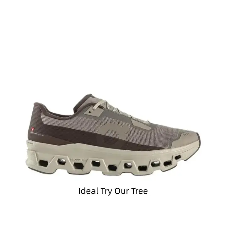 Taupe gray dark brown two tone perforated mesh ultra thick hollow cloud cushion long distance running sneakers hollow groove non slip outsole men women marathon sports shoes