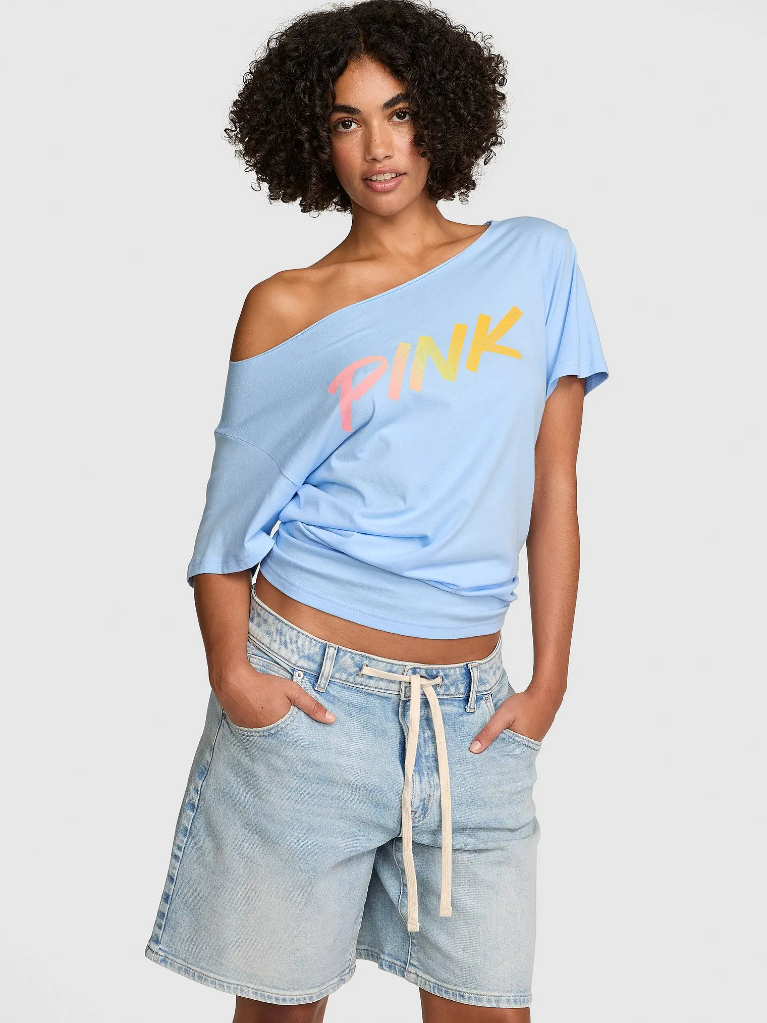 PINK Campus Cotton™ Off-The-Shoulder Tee PINK Campus Cotton™ Off-The-Shoulder Tee