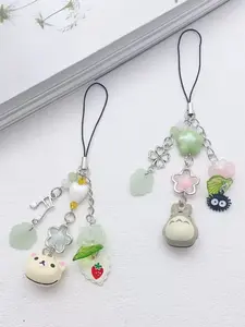 Studio Ghibli My Neighbor Totoro and Four-Leaf Clover Lucky Four-Leaf Clover Phone Charm Guben Chain INS Style Keychain