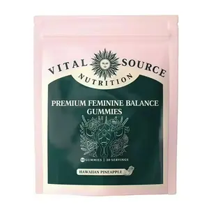 Vital Source Nutrition Feminine Balance Gummies Hawaiian Pineapple Flavor 60 Count Essential Minerals for Women's Health Immune Defense & Dietary Fruit Fitness Powder Vitamin Supplement