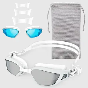 【Vecukty】Leak-Proof White Swimming Goggles for All Ages, Anti-Fog Sports Eyewear, Durable Silicone Frame, Comfort Design for Pool & Open Water Swimming