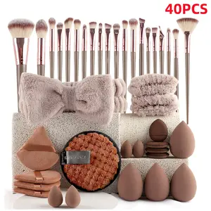 Professional Makeup Brush Set, 13/20/40 Piece Cosmetic Cleaning Kit, Makeup Brushes Cleaner, Nylon Sponges & Applicators, Unisex, Portable Compact Gift for Birthdays