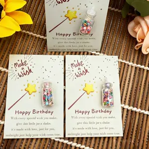 5pcs Birthday Wishing Bottle Card, Comes with A Small Jar Filled with Love and Stars, Emotional Support Card, Positive Message Card, Perfect Birthday Gift for Boys and Girls, Pocket Hug, Christmas Card, Exquisite Gift