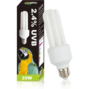 UVA UVB Light Bulb for Birds 2.4 UVB 20W Compact Flourescent Lamp for All Kinds Captive Birds