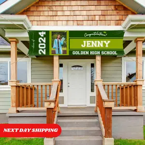 Custom Graduation Banner with Photo, Class of 2024-2025, Add Name & School, Graduation Party Decor, Graduation Party Vinyl Sign, Add Graduate Photo & Year, Personalized with Photo, School & Colors