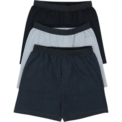 ToBeInStyle Men's Pack Of 3 Premium Cotton Blend Relaxed Fit Knit Boxer Shorts
