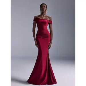 Elegant Ruched Off Shoulder Mermaid Bodycon Dress, Suitable For Wedding, Party, Club, Vacation, Bridesmaid (Adult)