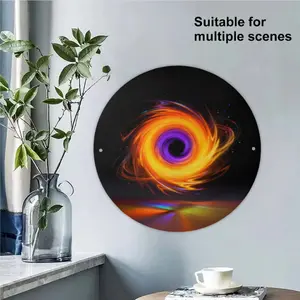 Cosmic Black Hole Swirl Round Aluminum Sign Sci-Fi Style Starry Sky Wall Decoration Hanging Piece Gift for Sci-Fi Enthusiasts Wall Hanging Decor