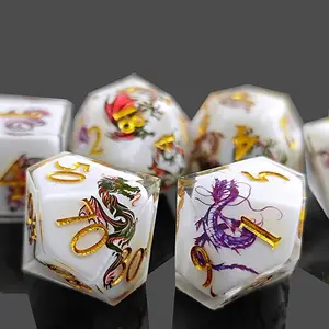 Sharp Edge Liquid Dragon Eye Resin Dice Set, Perfect Gift for D&d and Tabletop Role-Playing Games, 7-Piece Set