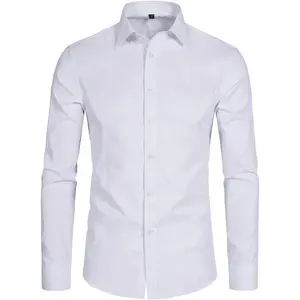 Men's Long Sleeve Button Up Shirts Solid Slim Fit Casual Business Formal Dress Shirt